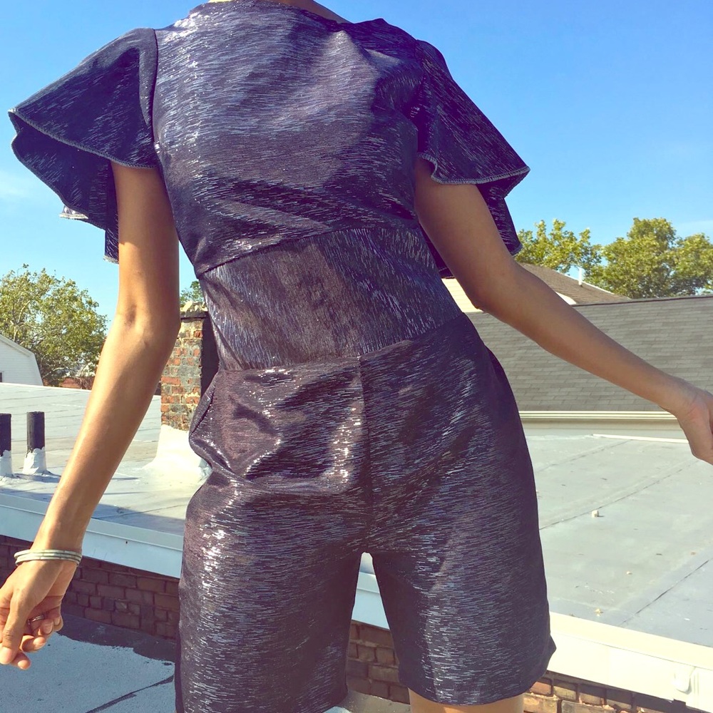 Women’s Cropped Pant Metallic Romper